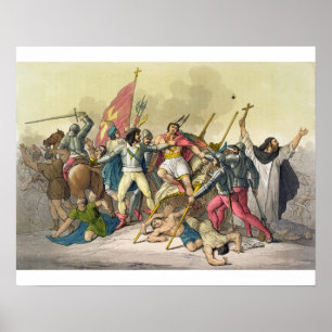 Slagsmål mellan lokalindier och Conquistadors (co Poster