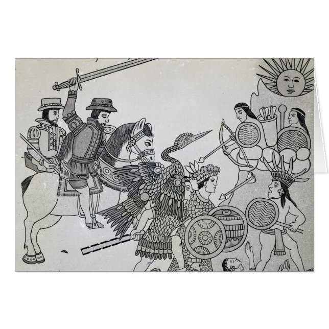 Slagsmål mellan spanjoren och aztecsna hälsningskort (Framsidan Horizontal)
