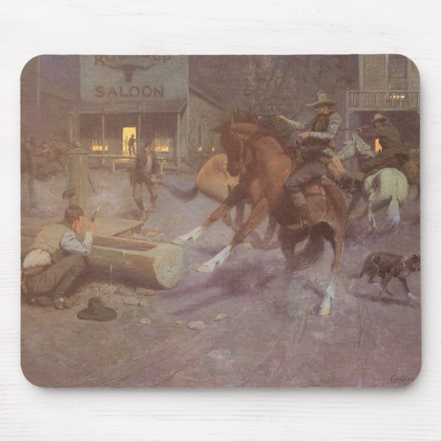 Slagsmål på Roundup Saloon av Bill Gollings Musmatta (Framsidan)