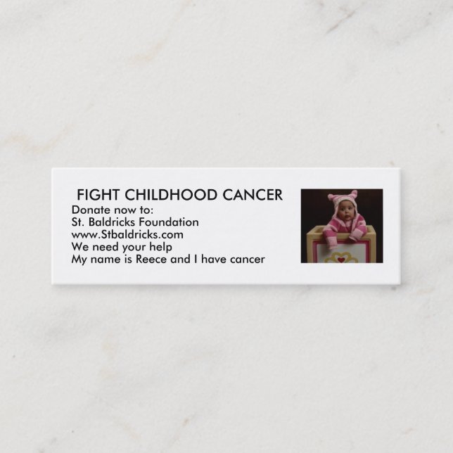 Slagsmålbarndomcancer Mini Visitkort (Framsida)