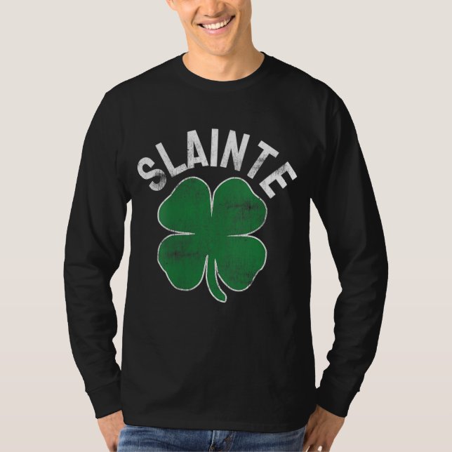 Slainte Beer Drinking Irish ST PATRICKS DAY Shamro T Shirt (Framsida)