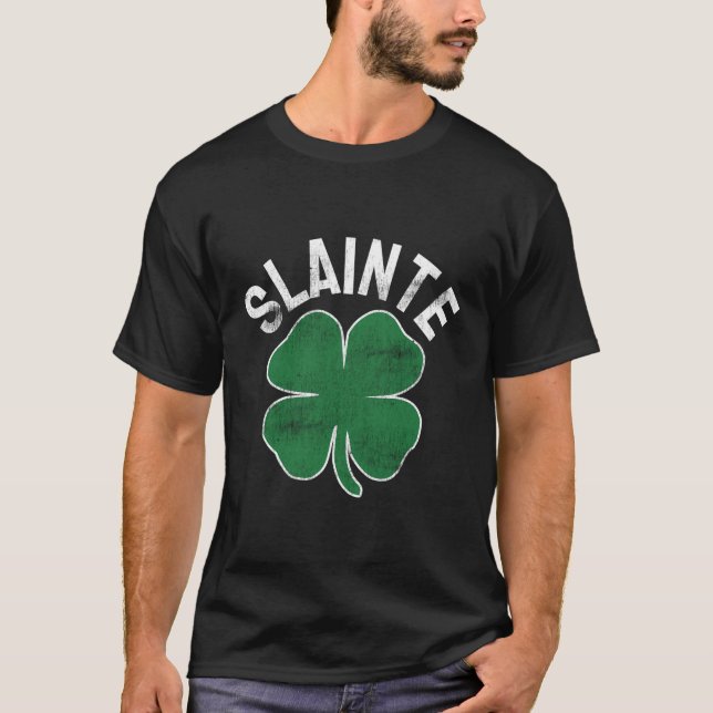 Slainte Beer Drinking Irish St patricks day Shamro T Shirt (Framsida)
