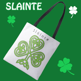 Slainte Celtic Irish Shamrock Design Tygkasse