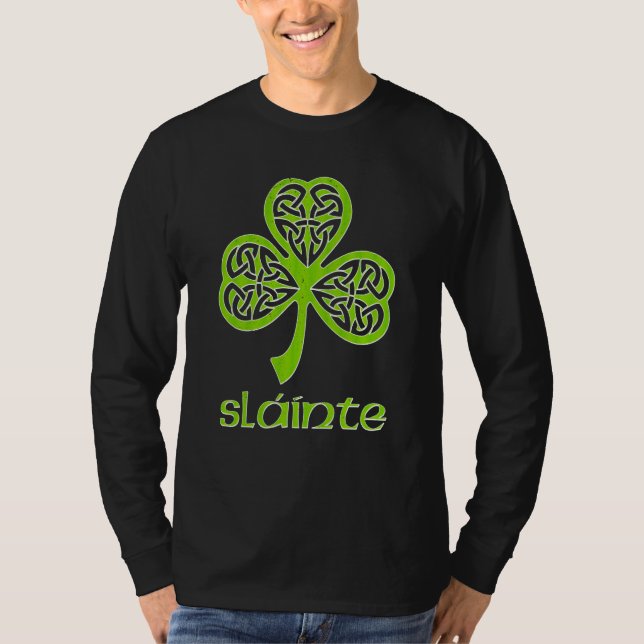 Sláinte Celtic Knot C St Patrick's Day Gaelic Slai T Shirt (Framsida)