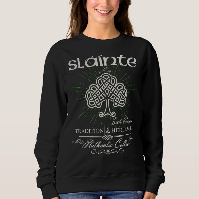 Sláinte Celtic Knot Tree of Life St Patrick's Day T Shirt (Framsida)