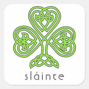 Slainte Celtic Shamrock Grönt St. Patrick's Day Fyrkantigt Klistermärke