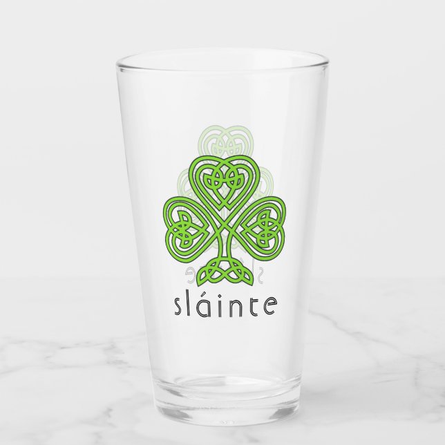 Slainte Celtic Shamrock Grönt St. Patrick's Day Glaskopp (Framsida)