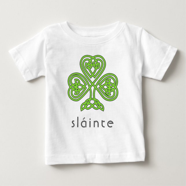 Slainte Celtic Shamrock Grönt St. Patrick's Day T Shirt (Framsida)