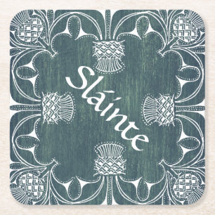 Sláinte Cheers Scottish Thistle Underlägg Papper Kvadrat