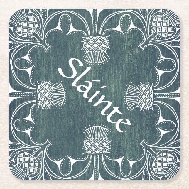 Sláinte Cheers Scottish Thistle Underlägg Papper Kvadrat (Framsidan)