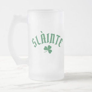 SLÁINTE Funny Irish St. Patrick Day Grönt Klöver Frostat Ölglas
