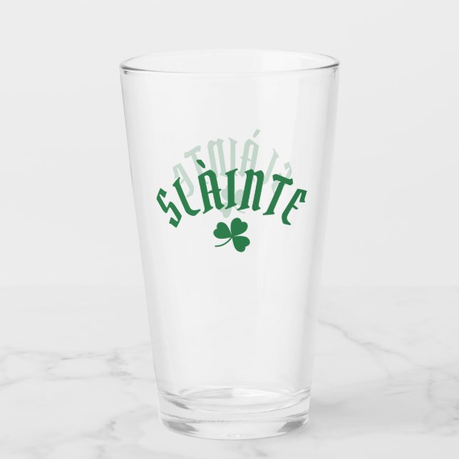 SLÁINTE Funny Irish St. Patrick Day Grönt Klöver Glaskopp (Framsida)
