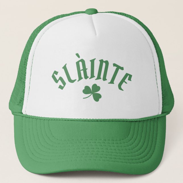 SLÁINTE Funny Irish St. Patrick Day Grönt Klöver Keps (Framsida)