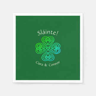 Sláinte Grön Keltisk Irländsk Shamrock Namn Pappersservett