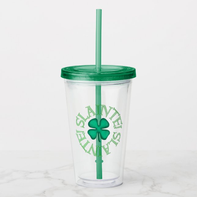 Slainte grönt-akryltumlare take away mugg (Framsida)