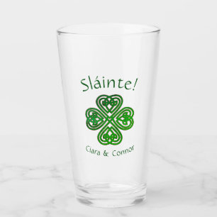Sláinte Grönt Celtic Irish Shamrock Namn Glaskopp