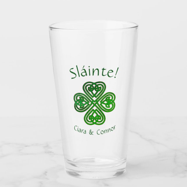 Sláinte Grönt Celtic Irish Shamrock Namn Glaskopp (Framsida)