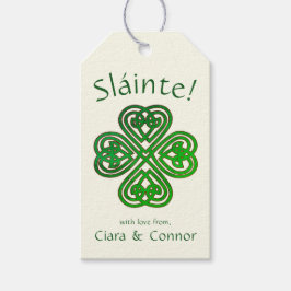 Sláinte Grönt Celtic Irish Shamrock Namn Presentetikett