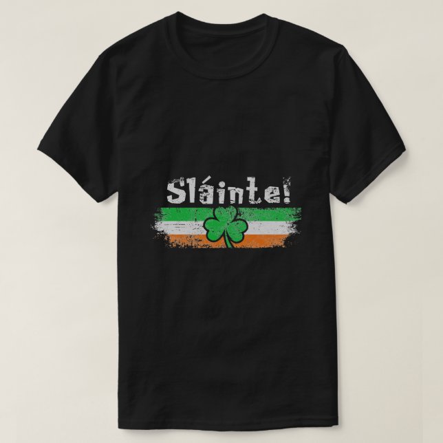 Sláinte Ireland Shamrock Irish flagga Cheers Irela T Shirt (Design framsida)