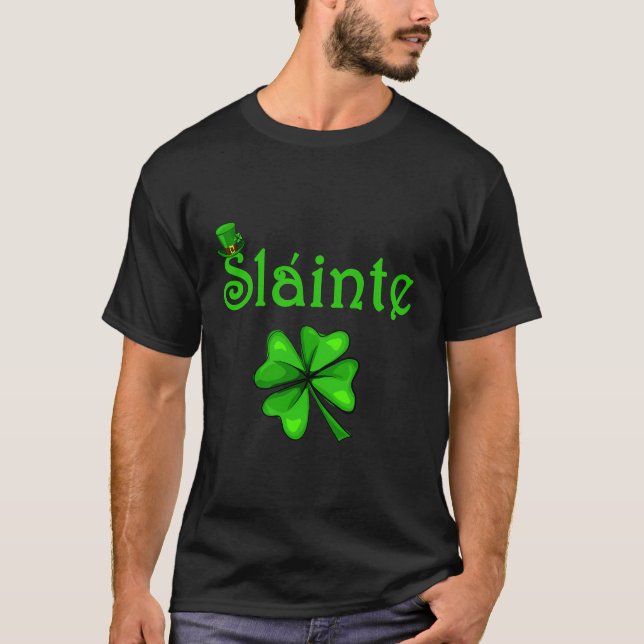 Slainte Irish Cheers Bra Health St paddys day T Shirt (Framsida)