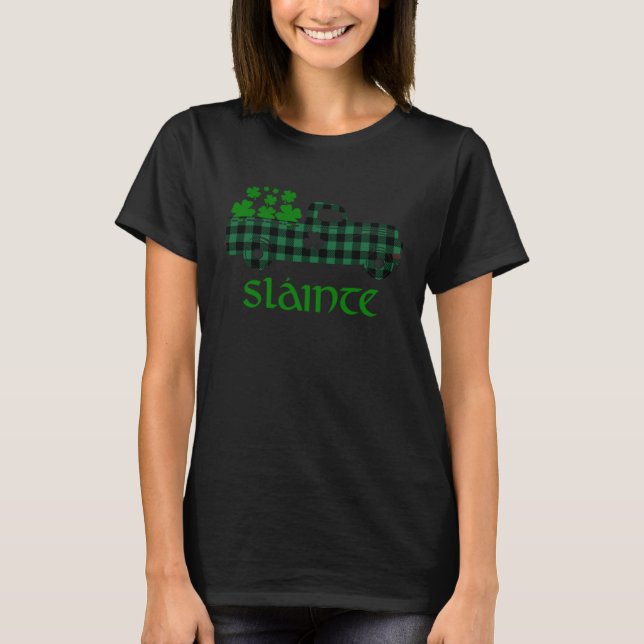 Slainte Irish Cheers Bra Health St Paddys Shamroc T Shirt (Framsida)