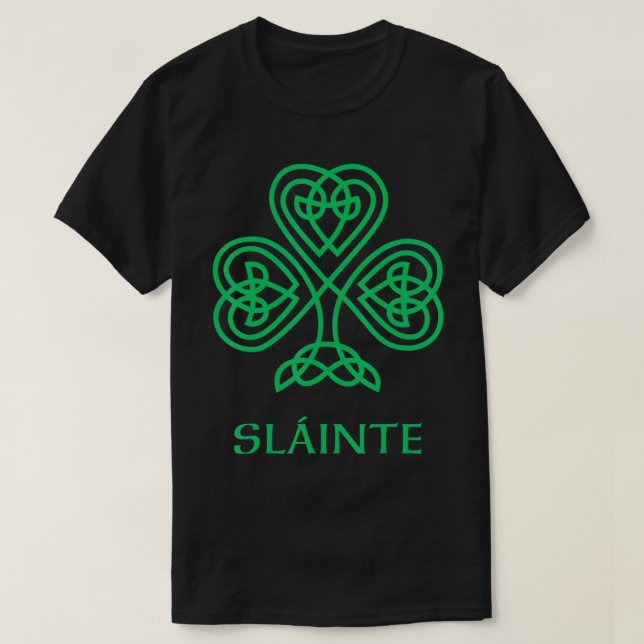 Slainte Irish Grönt Shamrock Celtic Knot Ireland G T Shirt (Design framsida)
