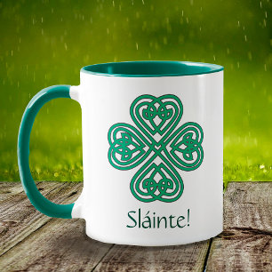 Sláinte Irish Shamrock Grönt Celtic Kor Klöver Mugg