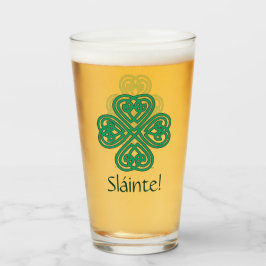 Sláinte Irish Shamrock Grönt Celtic Lucky Klöver Glaskopp