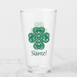 Sláinte Irish Shamrock Grönt Celtic Lucky Klöver Glaskopp