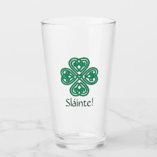 Sláinte Irish Shamrock Grönt Celtic Lucky Klöver Glaskopp