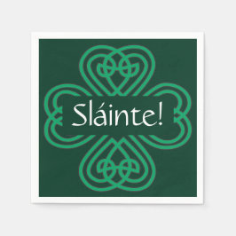 Sláinte Irish Shamrock Grönt Celtic Lucky Klöver Pappersservett