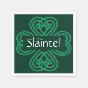 Sláinte Irish Shamrock Grönt Celtic Lucky Klöver Pappersservett