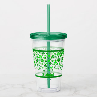 Sláinte Lucky Irish Shamrocks Design Personalized Take Away Mugg