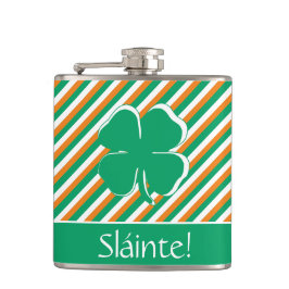 Sláinte Modern Grönt Orange Rand Irish Shamrock Fickplunta