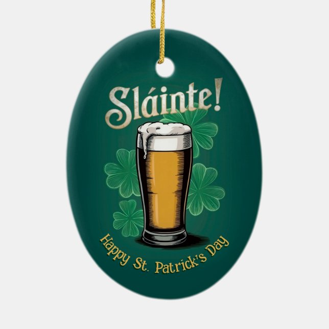 Slàinte! Saint patrick's day-öl på Grönten Julgransprydnad Keramik (Baksidan)