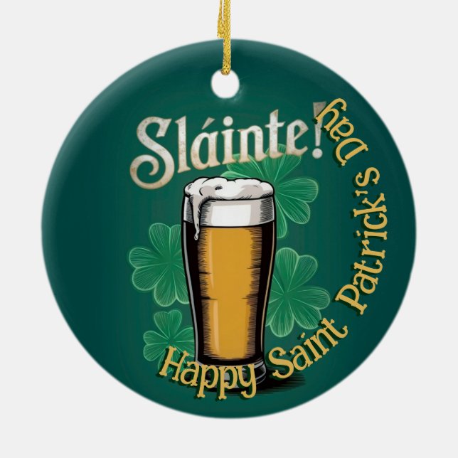 Slàinte! Saint patrick's day-öl på Grönten Julgransprydnad Keramik (Baksidan)