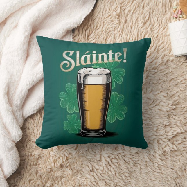 Slàinte! Saint patrick's day-öl på Grönten Kudde (Filt)