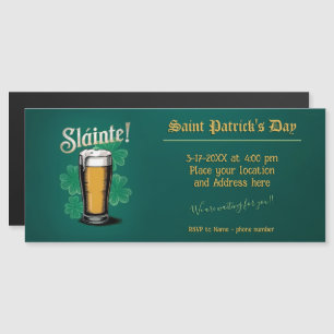 Slàinte! Saint patrick's day-öl på Grönten Magnetisk Inbjudningskort