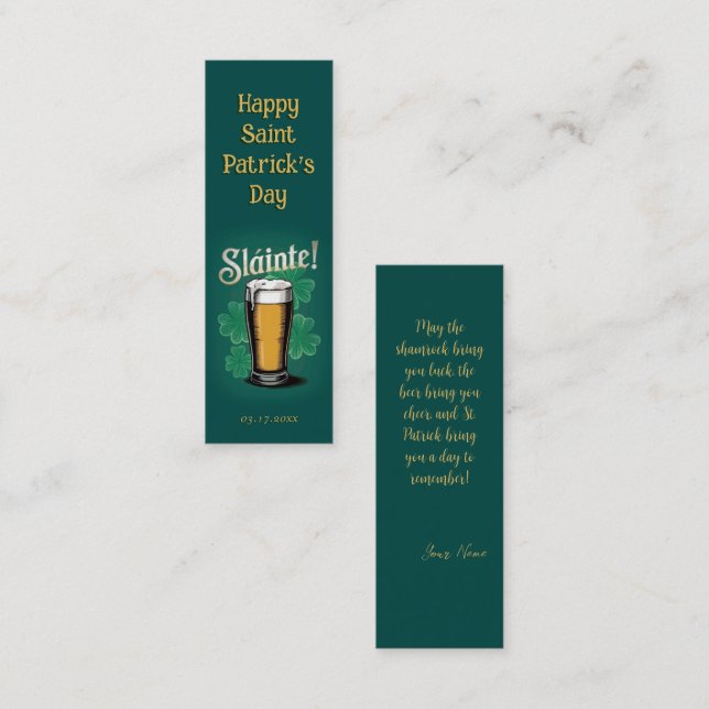 Slàinte! Saint patrick's day-öl på Grönten Mini Visitkort (Fram/baksida)