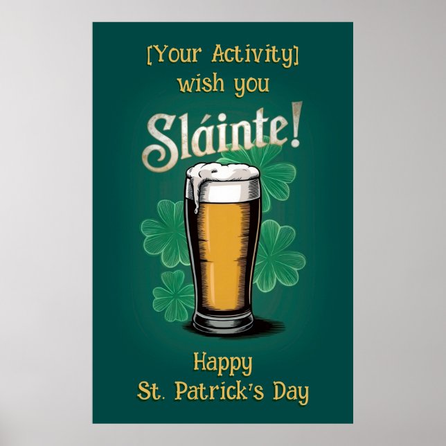 Slàinte! Saint patrick's day-öl på Grönten Poster (Framsidan)