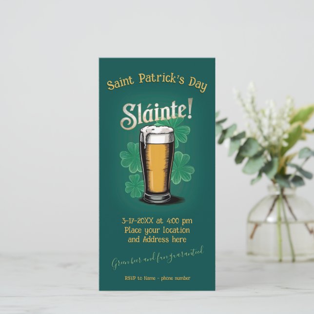 Slàinte! Saint patrick's day-öl på Grönten Spara Datumet (Stående Fram)