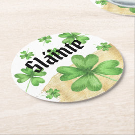 Slainte Shamrock Underlägg Papper Rund