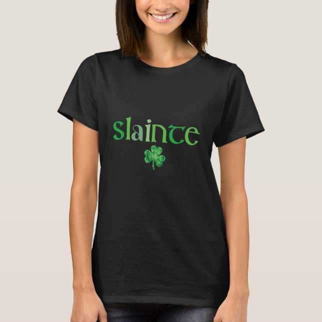 Slainte St Patricks Day Irish Shamrock Gaelic Tie  T Shirt (Framsida)