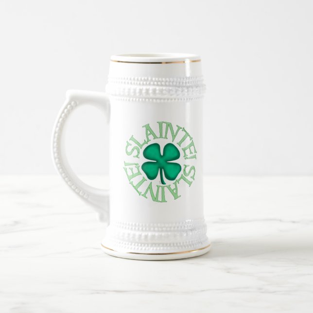 Slainte white stein w guld trim sejdel (Vänster)