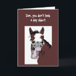 Slakande häst "Över Backe" Son Birthday Humor Kort<br><div class="desc">Slakande häst "Över Backe" Son Birthday Humor</div>