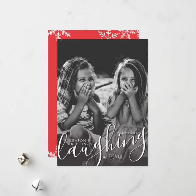 Slakande hela säsongens hälsningsfoto julkort (Fram/Back In Situ)