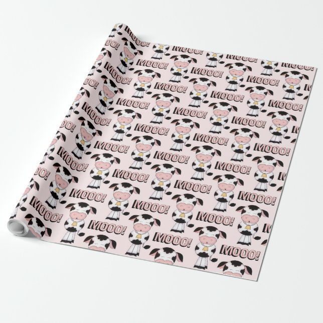 Slakt av gåva från Cute Moo Cows Presentpapper (Utrullad)