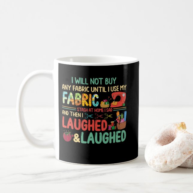 Slakt av sydd Ord Fabric Stash Home Laughed Kaffemugg (Med munk)