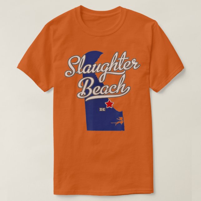 Slakt Beach Delaware DE Karta T Shirt (Design framsida)