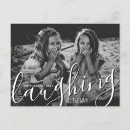 Slakt hela vägen God jul Red Photo Vykort